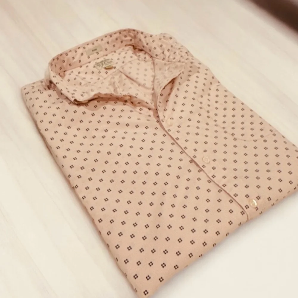 J. CREW Organic Cotton‎ Slim Stretch Fit *Secret Wash* Shirt Pink Print Men XXL